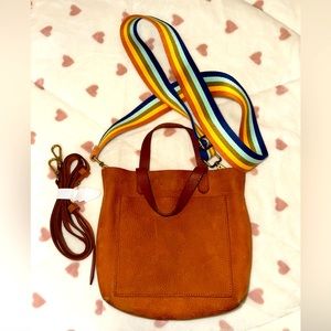 Madewell Worn Leather Crossbody with Rainbow Strap